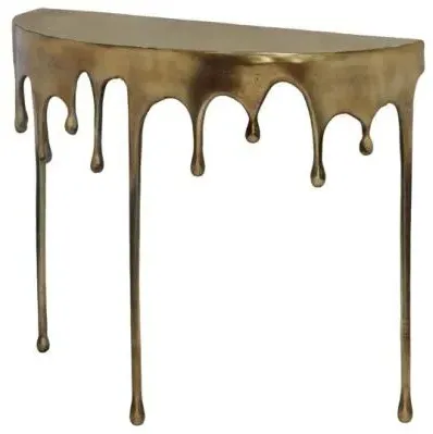 Drops Half Moon Console Table - Gold image