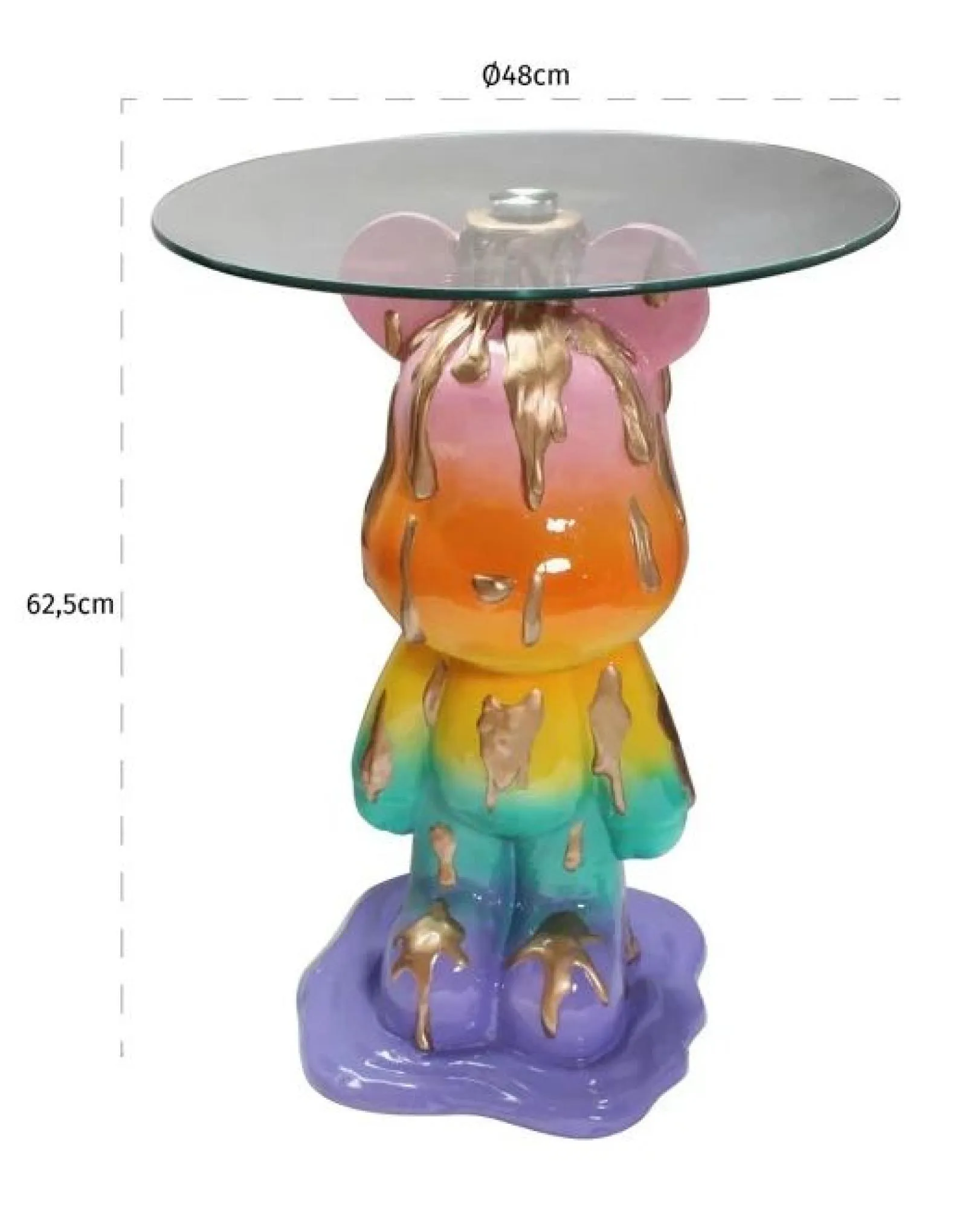 Ebba Round End Table - Multi Color, Glass