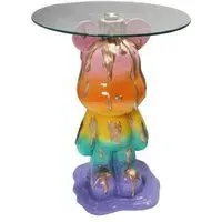 Ebba Round End Table - Multi Color, Glass
