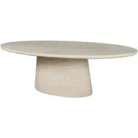 Fictus 10 Seater Oval Pedestal Dining Table - Beige, Travertine