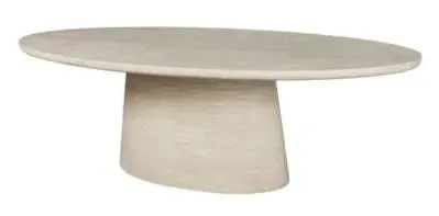 Fictus 10 Seater Oval Pedestal Dining Table - Beige, Travertine image