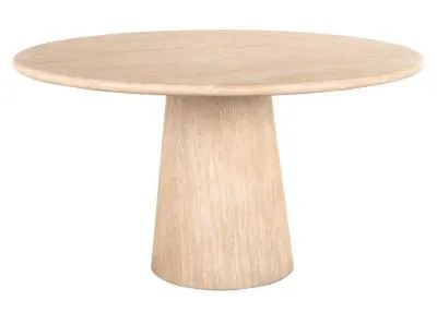 Fictus 6 Seater Round Pedestal Dining Table - Beige, Travertine