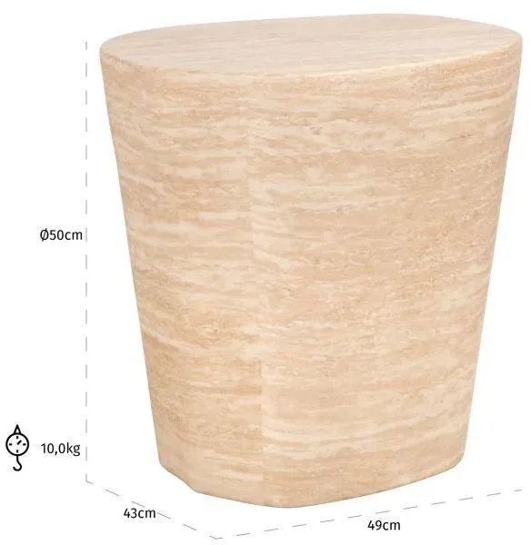 Fictus Side Table - Beige, Travertine