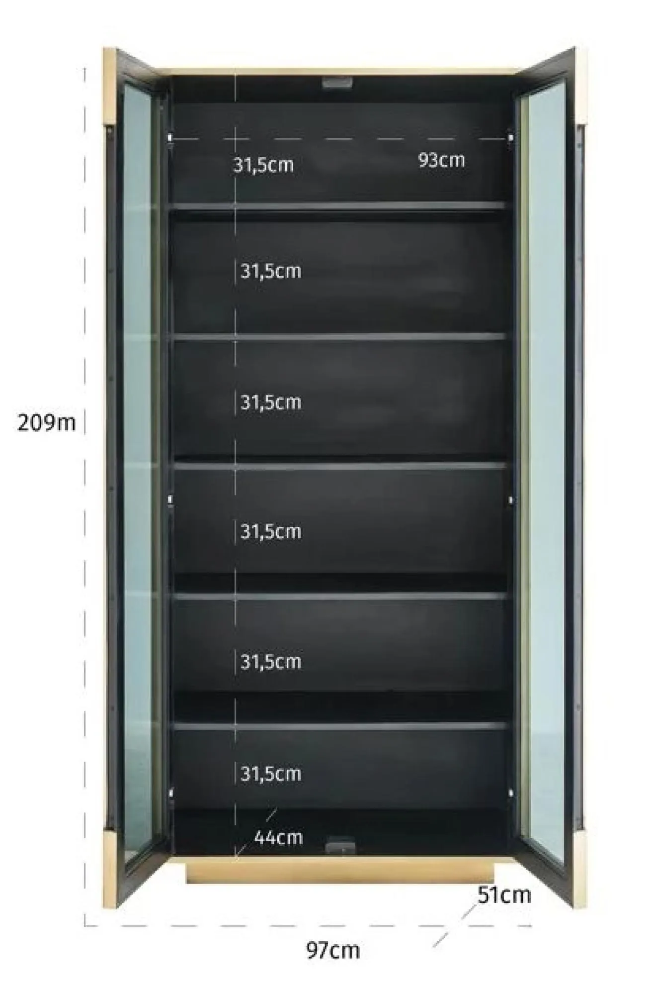 Finsbury 2 Door Hall Cabinet - Gold, Black