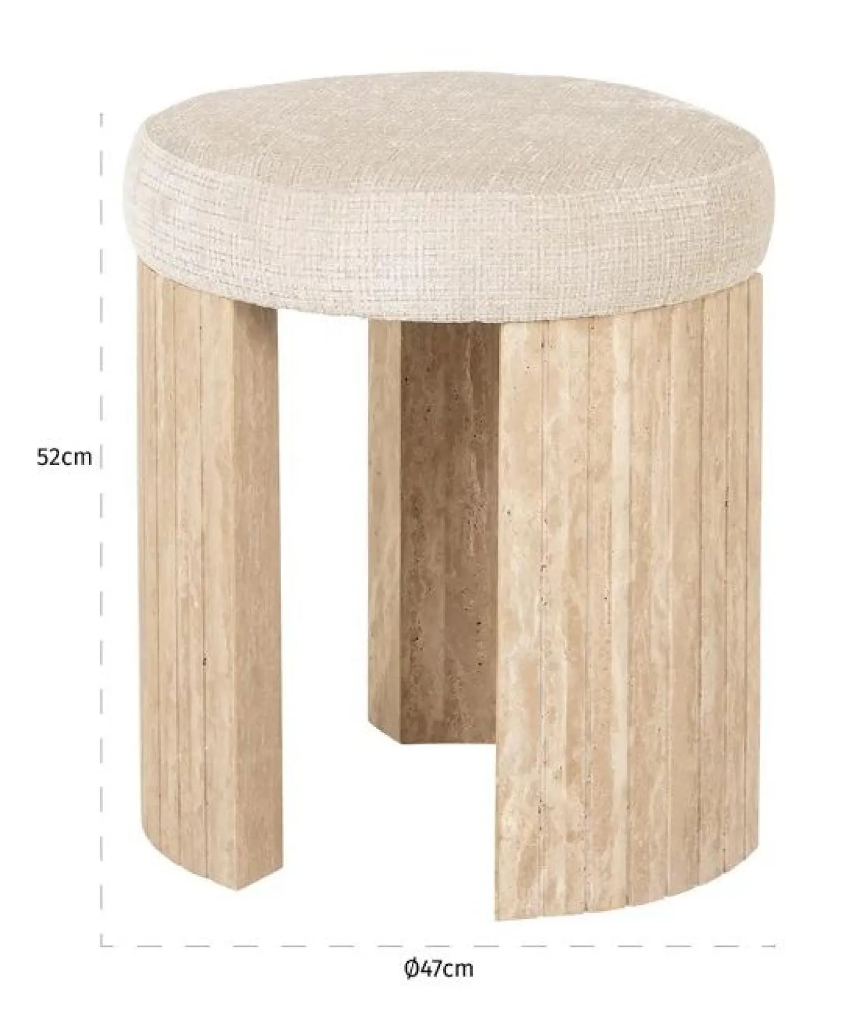 Gallice Round Pouffe - Beige, Travertine