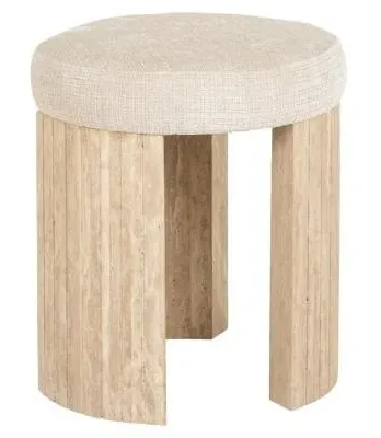 Gallice Round Pouffe - Beige, Travertine image