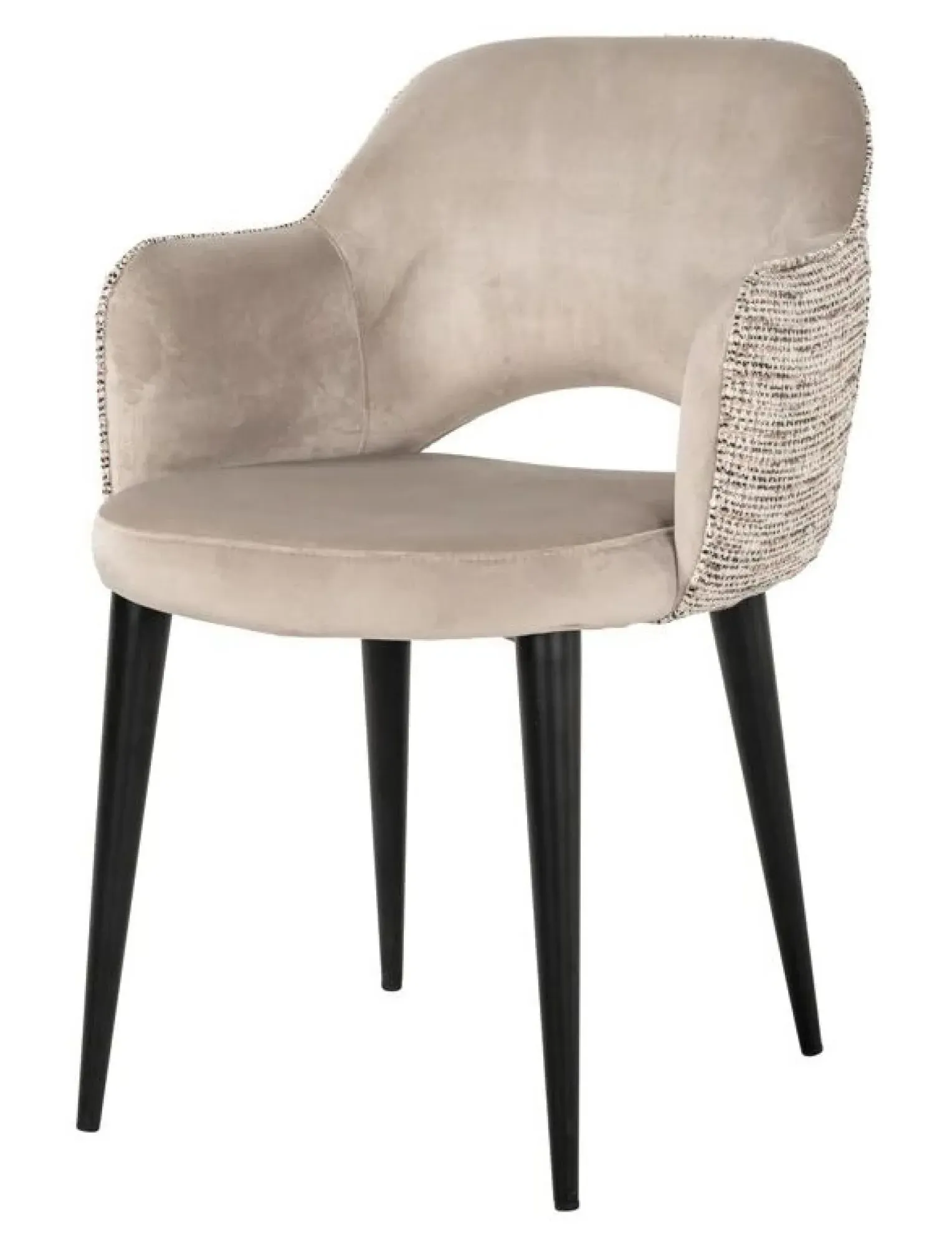 Giovanna Dining Armchair with Black Legs - Khaki, Fabric