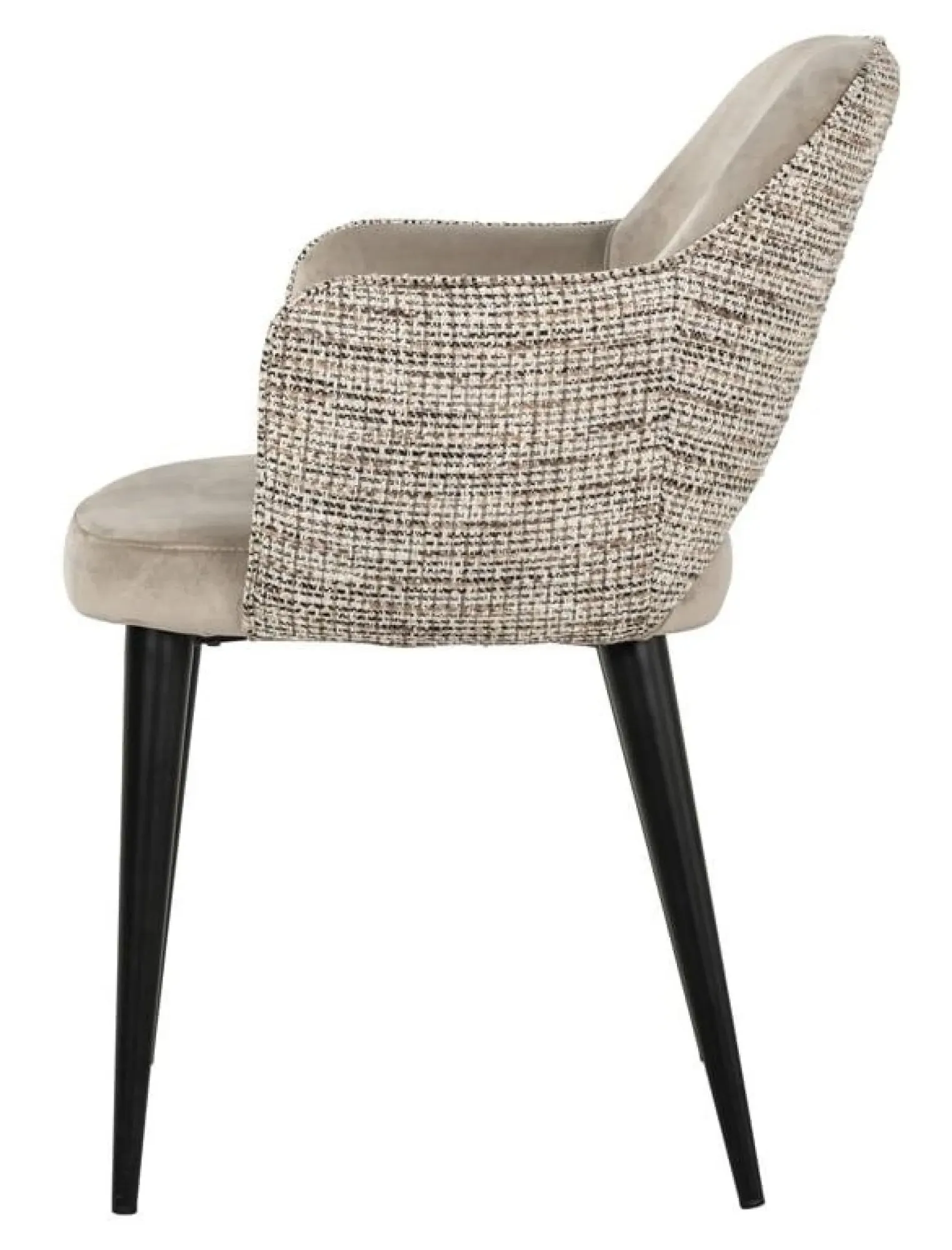 Giovanna Dining Armchair with Black Legs - Khaki, Fabric