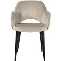 Giovanna Dining Armchair with Black Legs - Khaki, Fabric