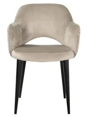 Giovanna Dining Armchair with Black Legs - Khaki, Fabric image