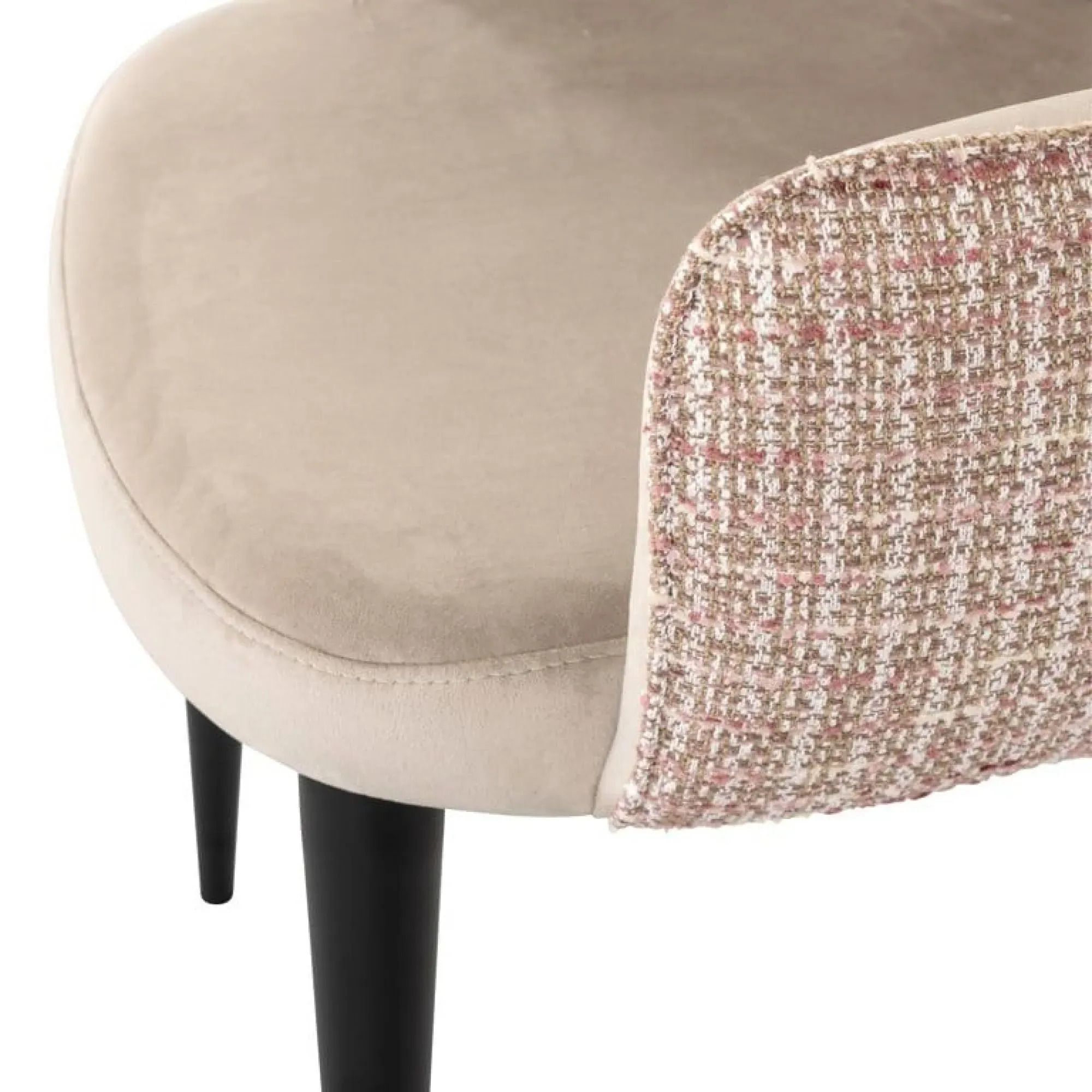 Giovanna Dining Armchair with Black Legs - Pink, Fabric