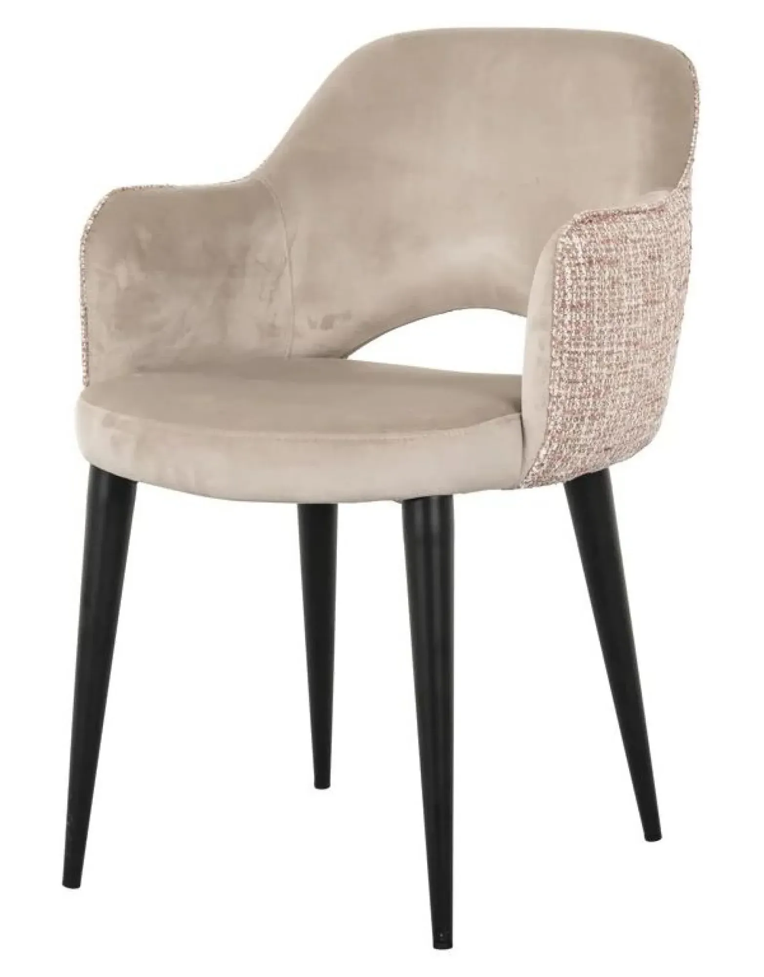 Giovanna Dining Armchair with Black Legs - Pink, Fabric