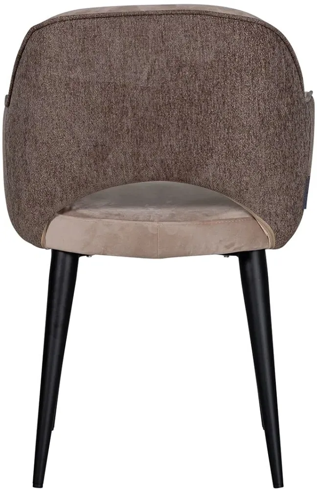 Giovanna Dining Armchair with Black Legs - Stone, Velvet