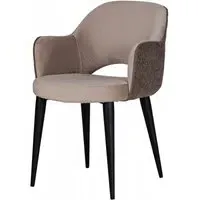 Giovanna Dining Armchair with Black Legs - Stone, Velvet