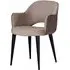 Giovanna Dining Armchair with Black Legs - Stone, Velvet