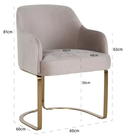 Hadley Armchair with Gold Legs - Khaki, Velvet