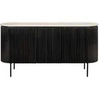 Hampton 3 Door Large Sideboard with Fluted Base - Black, Travertine