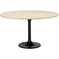 Hampton 6 Seater Round Dining Table with Tulip Base - Beige, Travertine