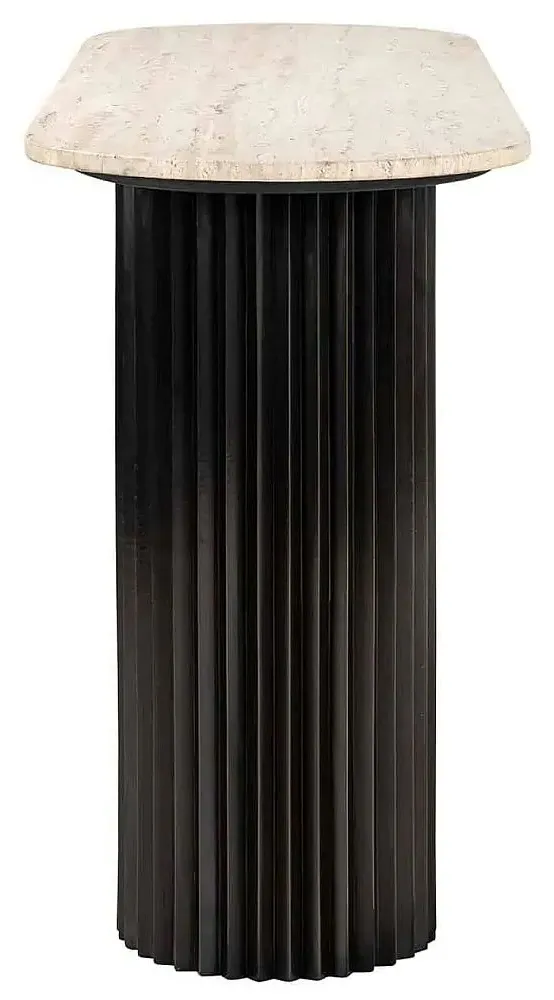 Hampton Console Table with Fluted Base - Black, Travertine