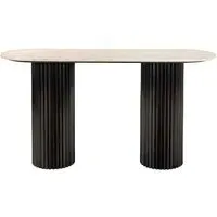 Hampton Console Table with Fluted Base - Black, Travertine