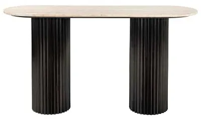 Hampton Console Table with Fluted Base - Black, Travertine