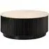Hampton Round Coffee Table with Fluted Base - Black, Travertine