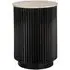Hampton Round Side Table with Fluted Base - Black, Travertine