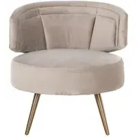 Hazel Accent Chair with Gold Legs - Khaki, Velvet