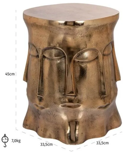 Hedron Face Shape Side Table - Gold