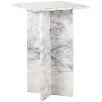 Holmes Square Side Table - White, Marble