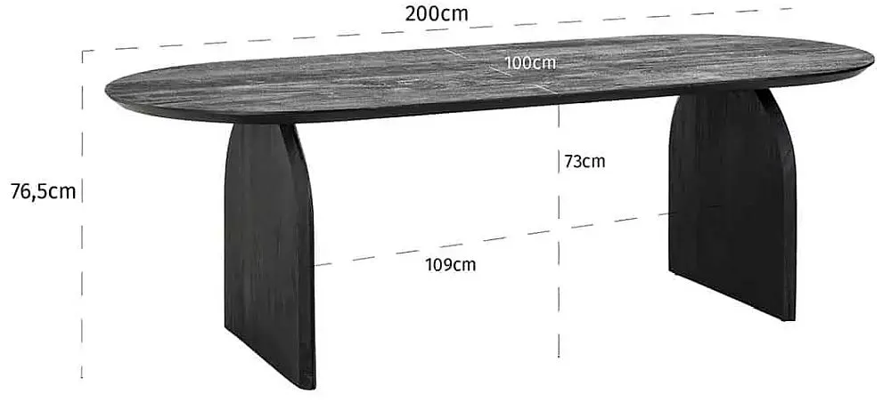 Hudson 8 Seater Oval Dining Table - Black, Mango Wood