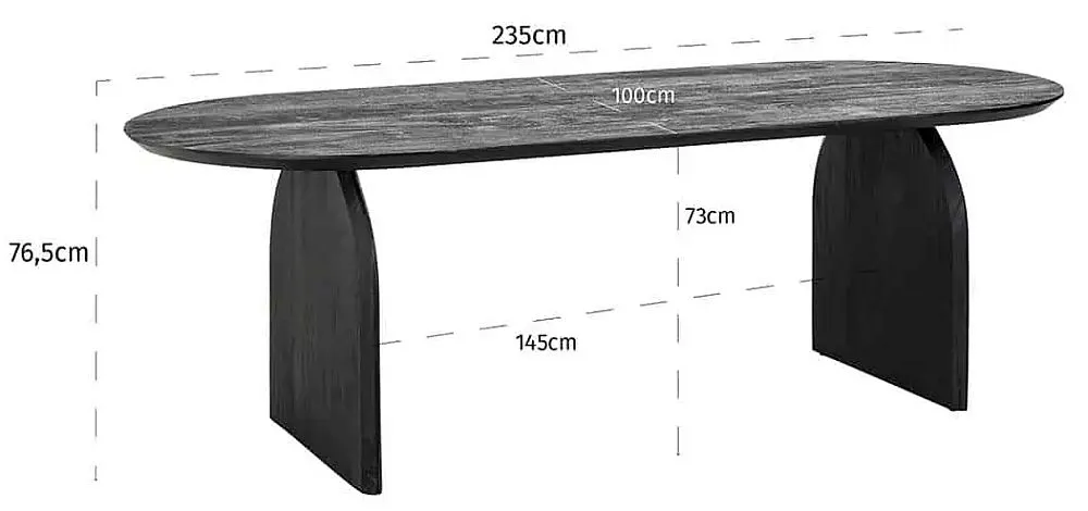 Hudson 8 Seater Oval Dining Table - Black, Mango Wood