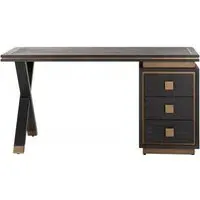 Hunter 3 Drawer Desk with Gold Trim - Black, Oak