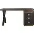 Hunter 3 Drawer Desk with Gold Trim - Black, Oak