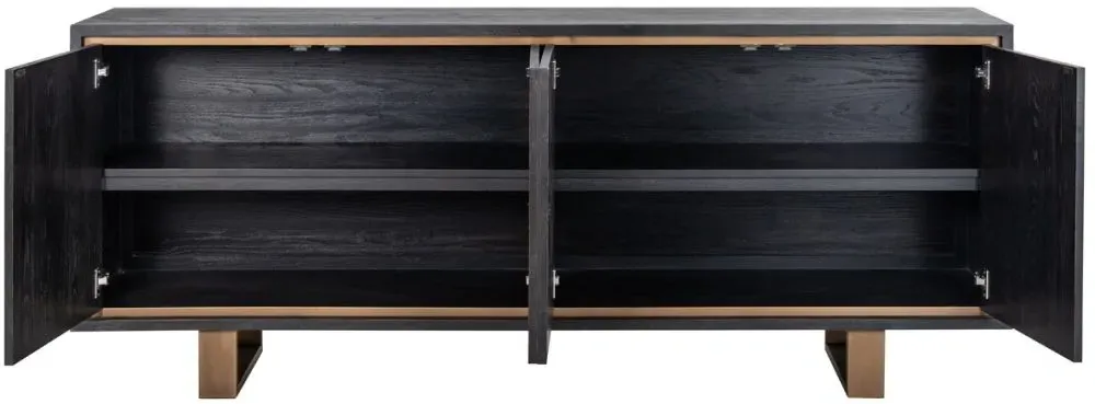 Hunter Extra Large Sideboard with Gold Trim - Black, Oak