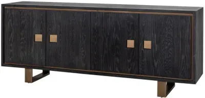 Hunter Extra Large Sideboard with Gold Trim - Black, Oak