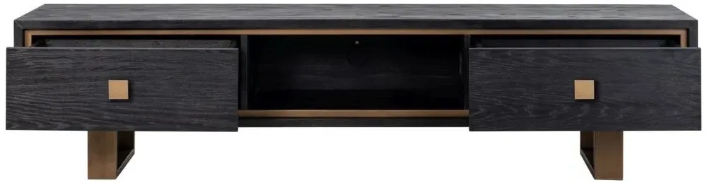 Hunter Extra Large TV Unit with Gold Trim - Black, Oak