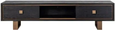 Hunter Extra Large TV Unit with Gold Trim - Black, Oak image