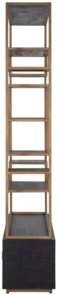 Hunter Storage Shelving Unit with Gold Trim - Black, Oak