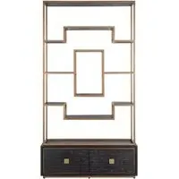 Hunter Storage Shelving Unit with Gold Trim - Black, Oak