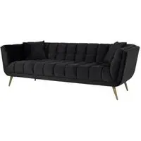 Huxley 3-Seater Sofa - Black, Velvet