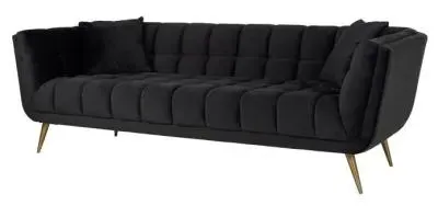 Huxley 3-Seater Sofa - Black, Velvet image