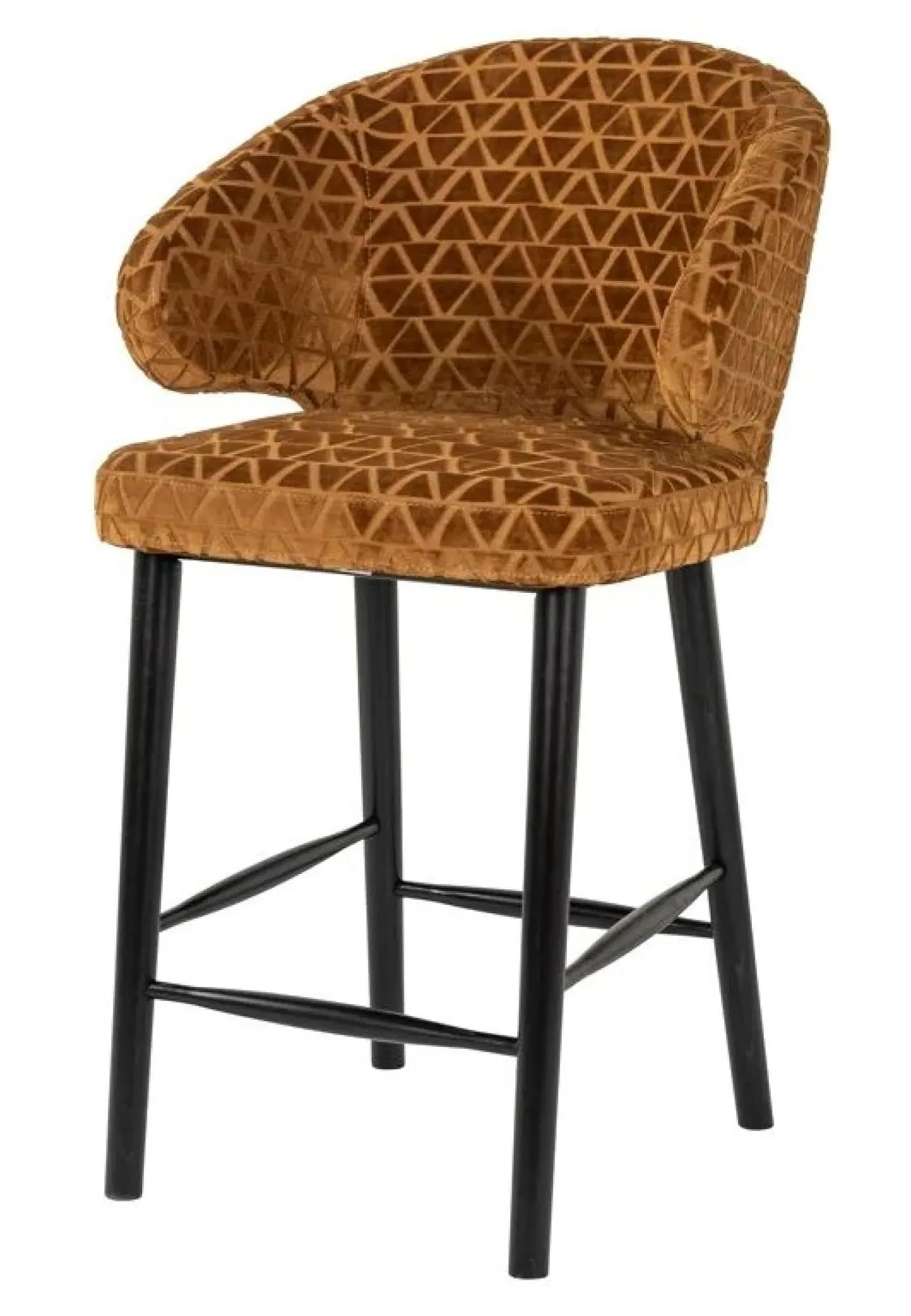 Indigo Counter Stool with Back - Gold, Fabric