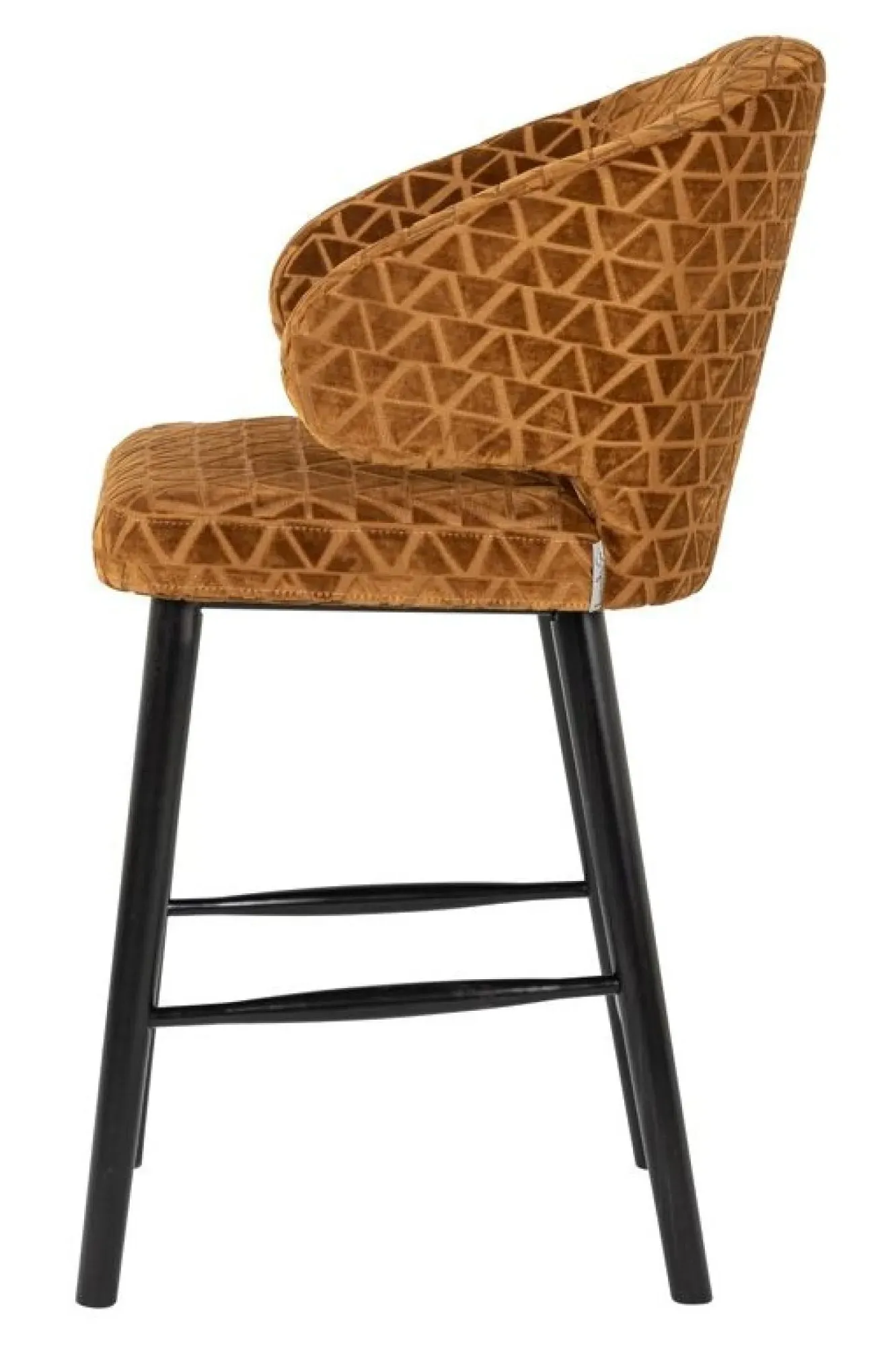 Indigo Counter Stool with Back - Gold, Fabric