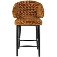 Indigo Counter Stool with Back - Gold, Fabric