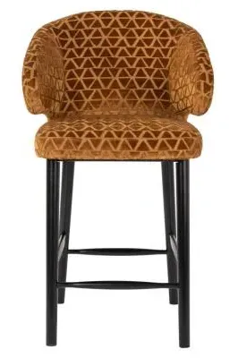 Indigo Counter Stool with Back - Gold, Fabric image