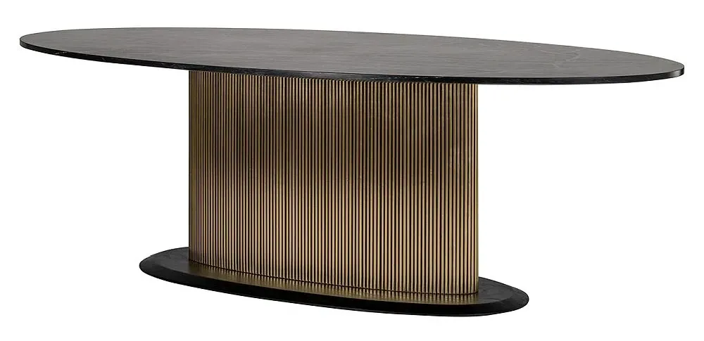 Ironville 10-Seater Oval Pedestal Dining Table - Golden