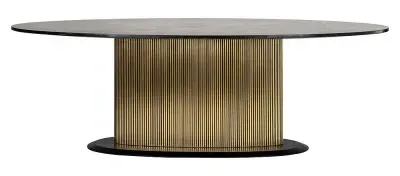 Ironville 10-Seater Oval Pedestal Dining Table - Golden