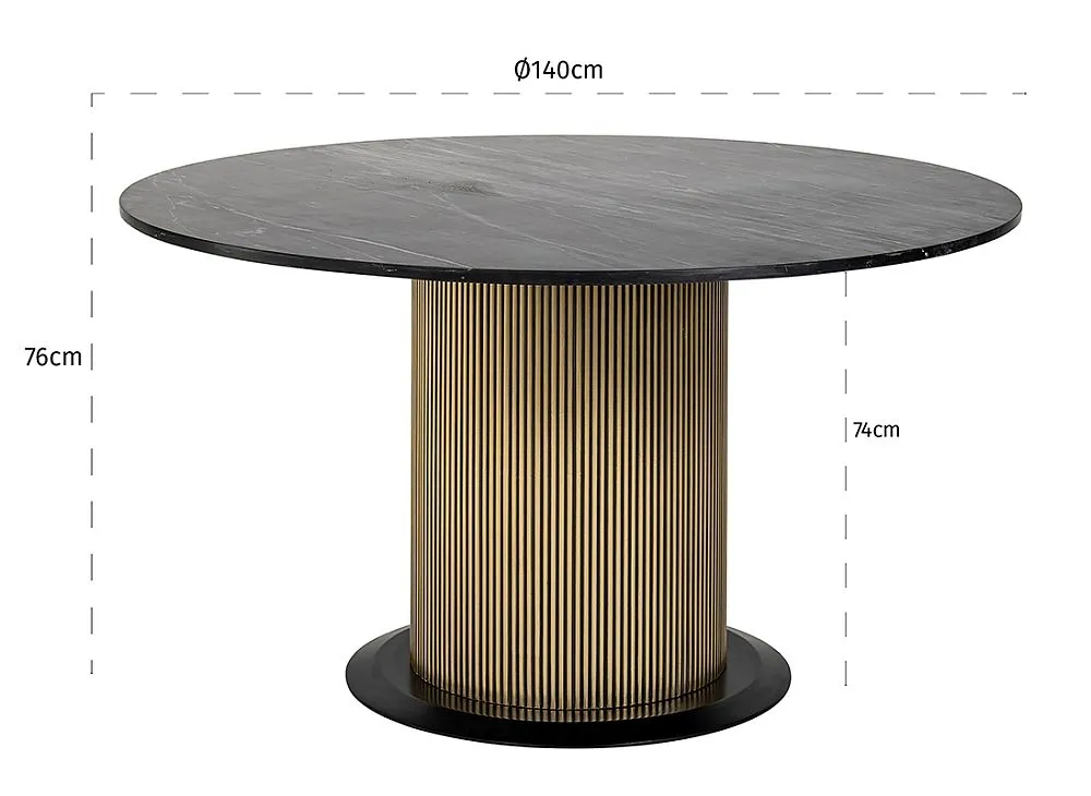 Ironville 6-Seater Round Pedestal Dining Table - Golden