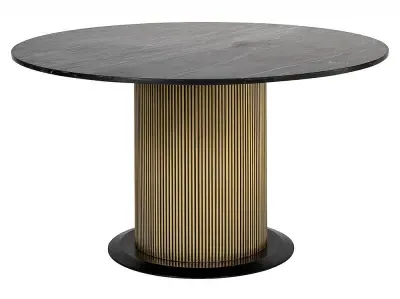 Ironville 6-Seater Round Pedestal Dining Table - Golden